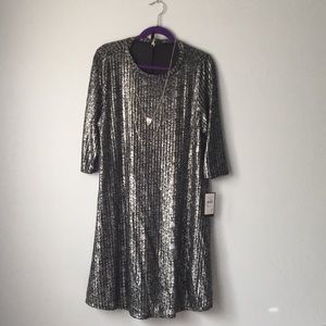Shimmery Tunic Dress with Necklace
